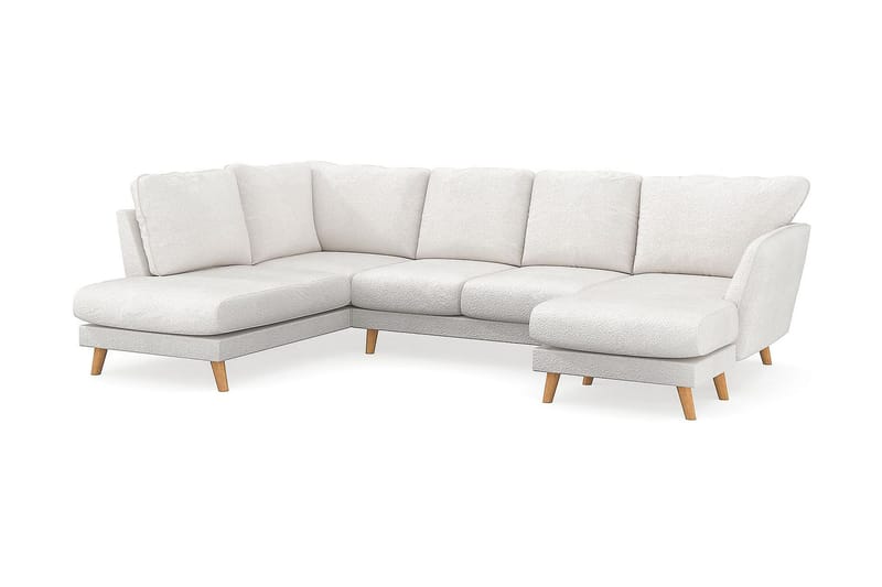 Trend Lyx 4-sits Vänstervänd U-formad Soffa med Divan och Schäslong i Bouclé - Vit - Möbler - Soffa - U-soffa