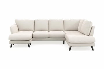 Trend Lyx 4-sits Vänstervänd U-formad Soffa med Divan och Schäslong i Sammet - Krämvit - Möbler - Soffa - U-soffa