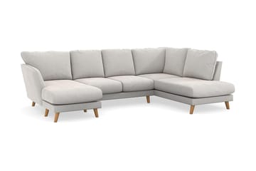 Trend Lyx 4-sits Vänstervänd U-formad Soffa med Divan och Schäslong i Sammet - Krämvit - Möbler - Soffa - U-soffa