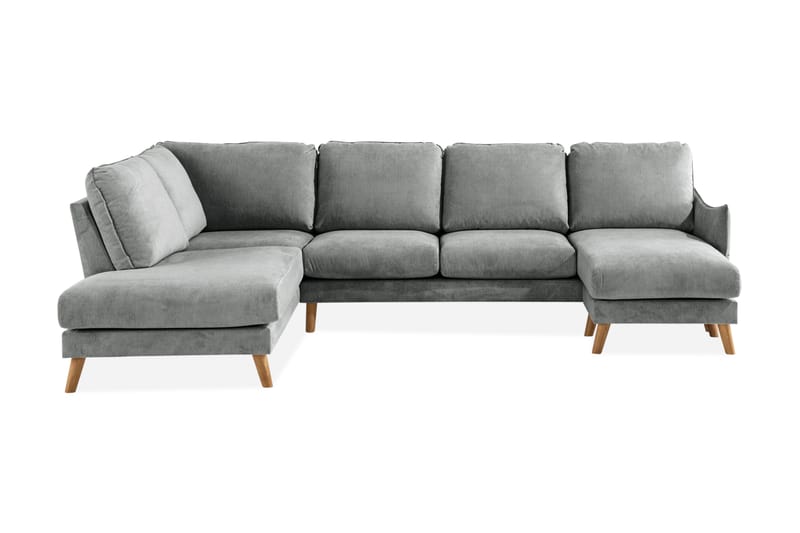 Trend Lyx 4-sits Vänstervänd U-formad Soffa med Divan och Schäslong i Tyg - Grå - Möbler - Soffa - U-soffa