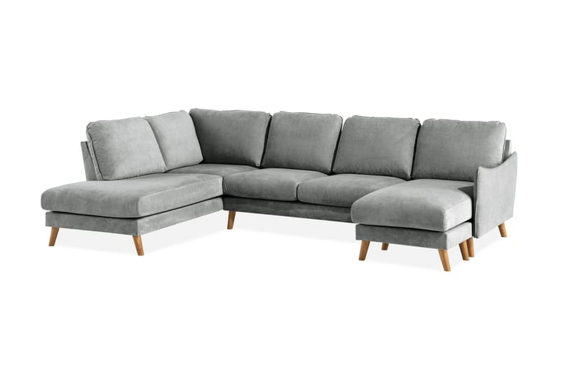 Trend Lyx 4-sits Vänstervänd U-formad Soffa med Divan och Schäslong i Tyg - Grå - Möbler - Soffa - U-soffa
