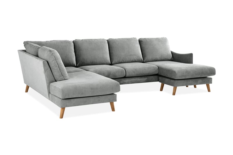 Trend Lyx 4-sits Vänstervänd U-formad Soffa med Divan och Schäslong i Tyg - Grå - Möbler - Soffa - U-soffa
