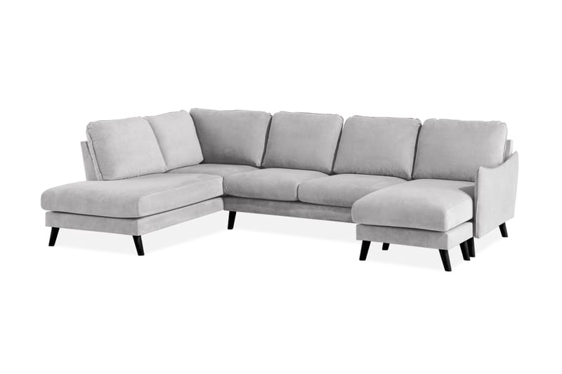 Trend Lyx 4-sits Vänstervänd U-formad Soffa med Divan och Schäslong i Tyg - Ljusgrå - Möbler - Soffa - U-soffa