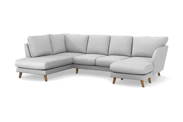 Trend Lyx 4-sits Vänstervänd U-formad Soffa med Divan och Schäslong i Tyg - Ljusgrå - Möbler - Soffa - U-soffa