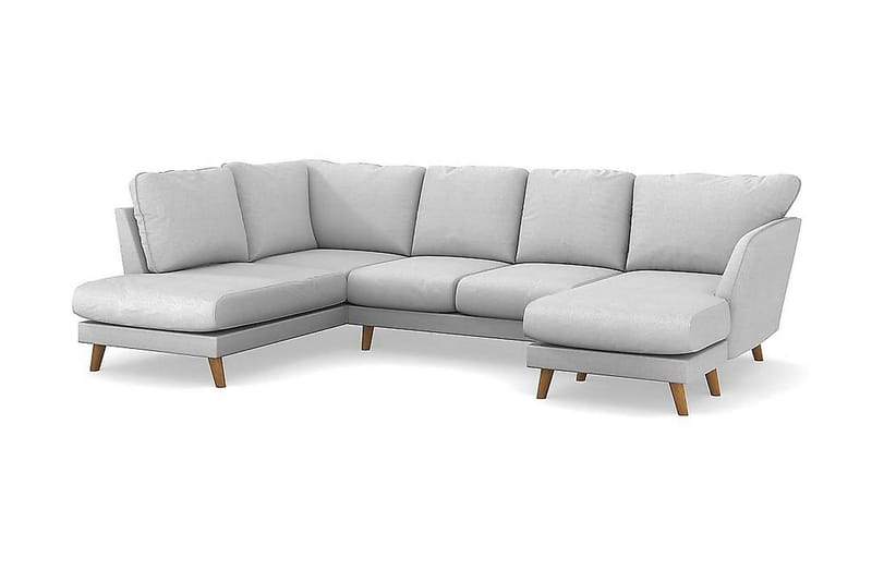 Trend Lyx 4-sits Vänstervänd U-formad Soffa med Divan och Schäslong i Tyg - Ljusgrå - Möbler - Soffa - U-soffa