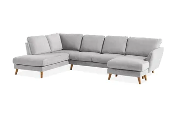Trend Lyx 4-sits Vänstervänd U-formad Soffa med Divan och Schäslong i Tyg - Ljusgrå - Möbler - Soffa - U-soffa