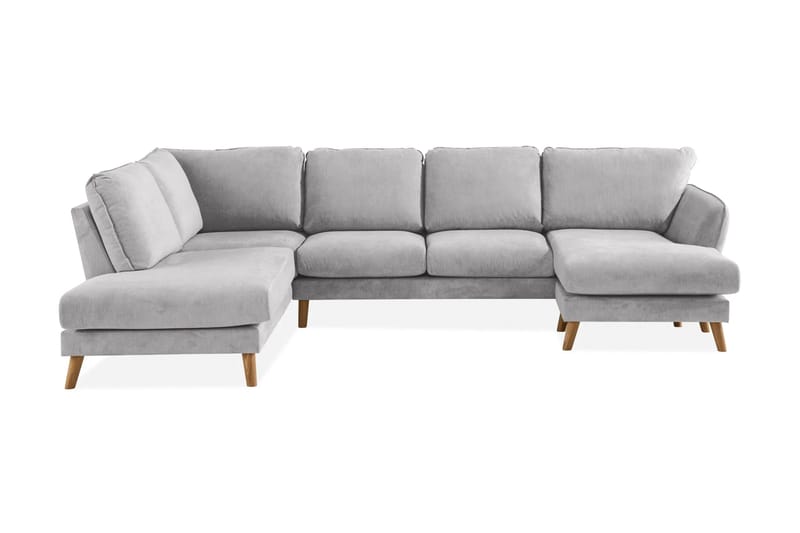 Trend Lyx 4-sits Vänstervänd U-formad Soffa med Divan och Schäslong i Tyg - Ljusgrå - Möbler - Soffa - U-soffa