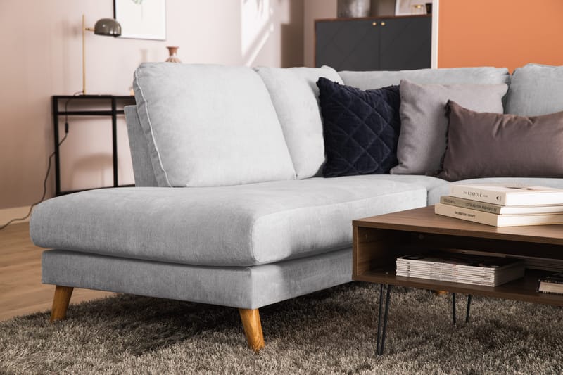 Trend Lyx 4-sits Vänstervänd U-formad Soffa med Divan och Schäslong i Tyg - Ljusgrå - Möbler - Soffa - U-soffa