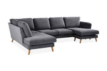 Trend Lyx 4-sits Vänstervänd U-formad Soffa med Divan och Schäslong i Tyg - Mörkgrå - Möbler - Soffa - U-soffa