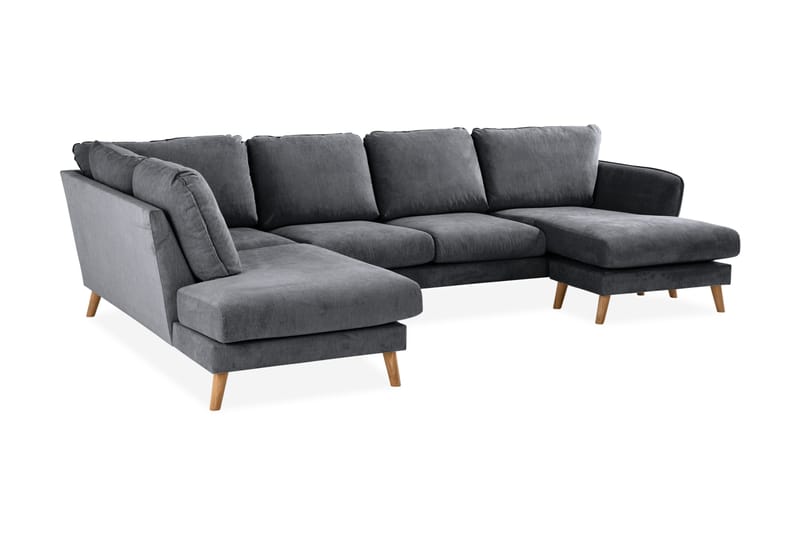 Trend Lyx 4-sits Vänstervänd U-formad Soffa med Divan och Schäslong i Tyg - Mörkgrå - Möbler - Soffa - U-soffa