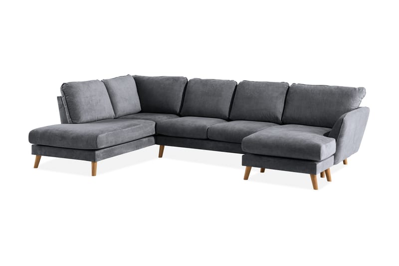 Trend Lyx 4-sits Vänstervänd U-formad Soffa med Divan och Schäslong i Tyg - Mörkgrå - Möbler - Soffa - U-soffa
