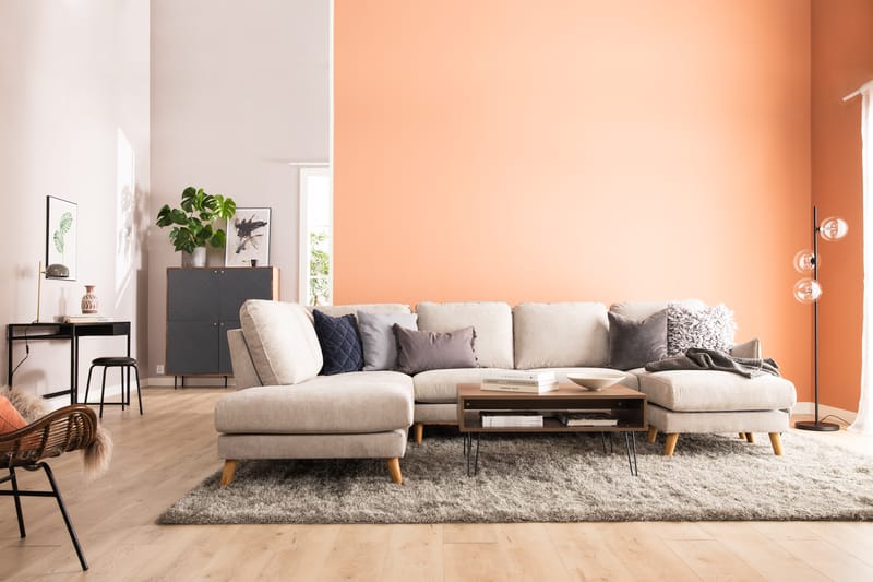 Trend Lyx U-soffa med Divan Höger - Beige/Ek - Möbler - Soffa - U-soffa