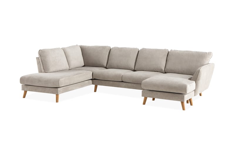 U-soffa Colt Lyx med Divan Höger - Beige/Ekfärg - U-soffa