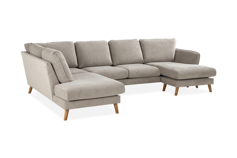 U-soffa Colt Lyx med Divan Höger - Beige/Ekfärg - U-soffa