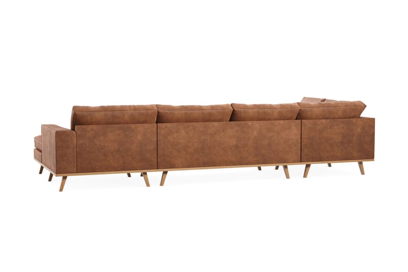 U-soffa Haga - Brun/Ek - 4 sits soffa med divan - U-soffa