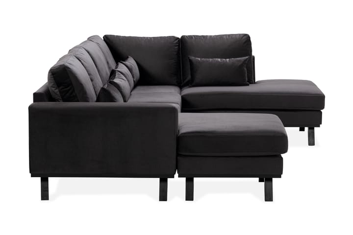U-Soffa Haga Compact Sammet - Grå - 4 sits soffa med divan - Sammetssoffa - U-soffa