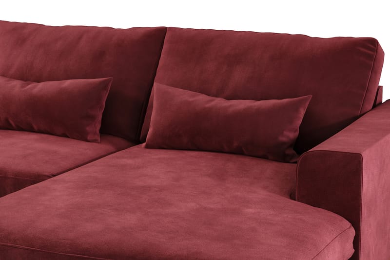 U-soffa Haga - Röd - 4 sits soffa med divan - U-soffa