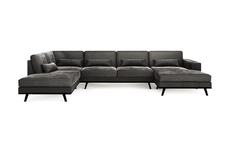U-Soffa Haga Sammet - Grå - Möbler - Soffa - U-soffa