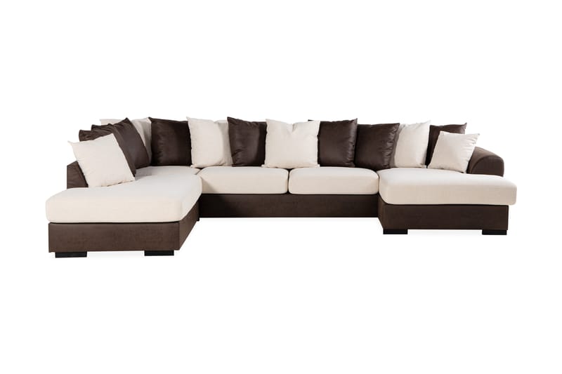 U-Soffa Havanna Divan Höger inkl Kuvertkuddar - Beige/Brun - 4 sits soffa med divan - U-soffa