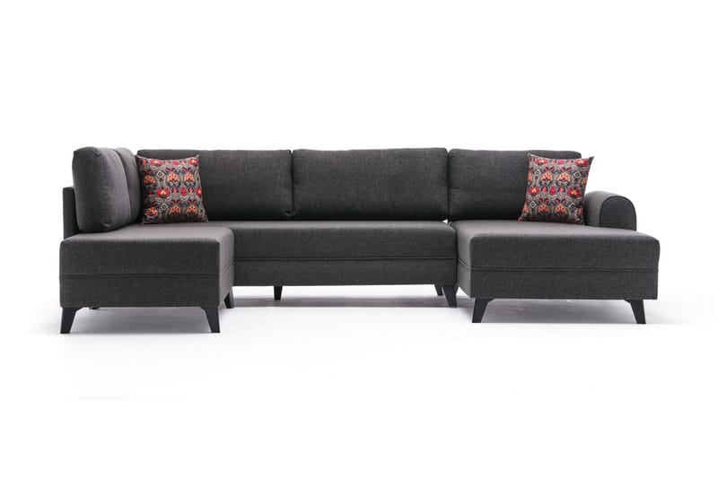 U-soffa Morille med Schäslong Vänster - Antracit/Svart - Möbler - Soffa - U-soffa
