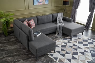 U-soffa Morille med Schäslong Vänster - Antracit/Svart - Möbler - Soffa - U-soffa