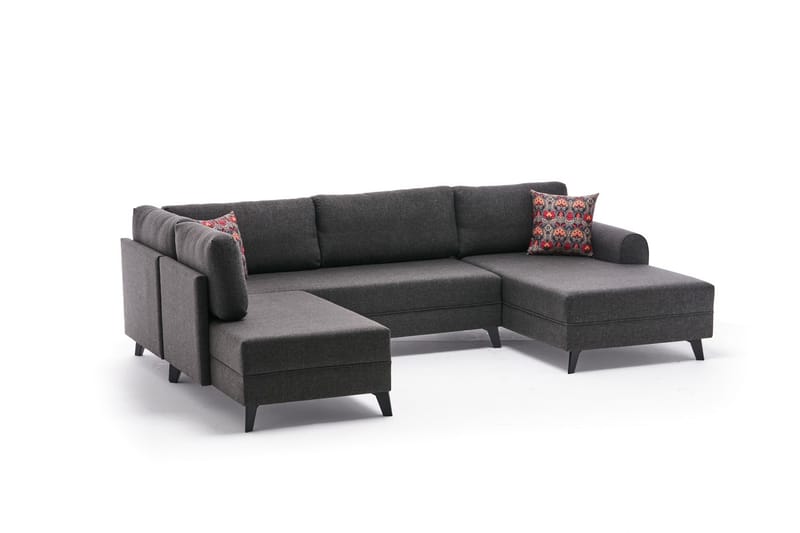 U-soffa Morille med Schäslong Vänster - Antracit/Svart - Möbler - Soffa - U-soffa
