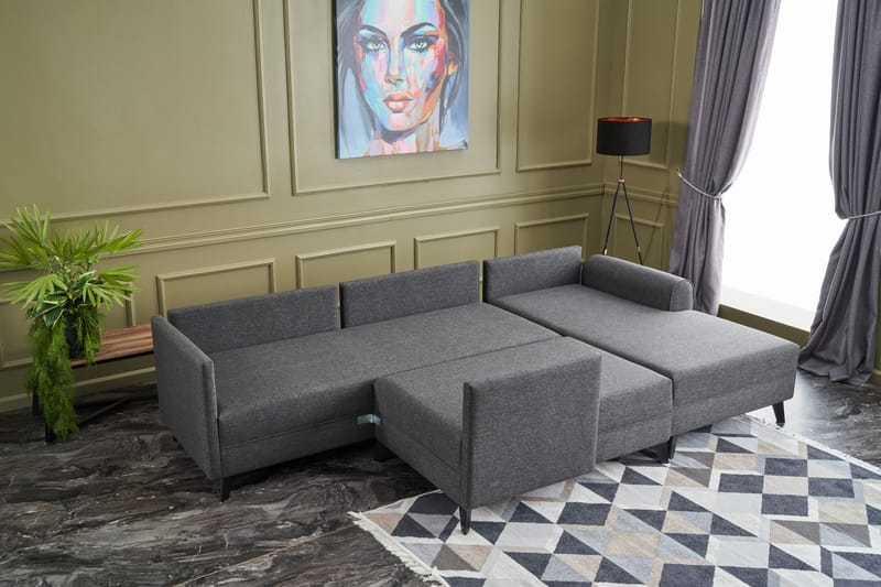 U-soffa Morille med Schäslong Vänster - Antracit/Svart - Möbler - Soffa - U-soffa
