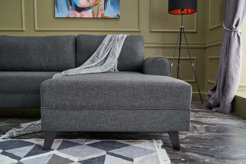U-soffa Morille med Schäslong Vänster - Antracit/Svart - Möbler - Soffa - U-soffa
