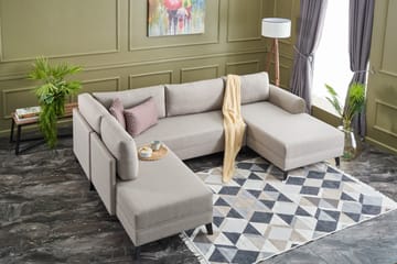 U-soffa Morille med Schäslong Vänster - Krämvit/Svart - Möbler - Soffa - U-soffa