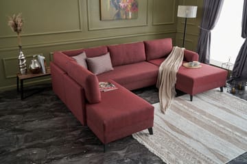 U-soffa Morille med Schäslong Vänster - Röd/Svart - Möbler - Soffa - U-soffa