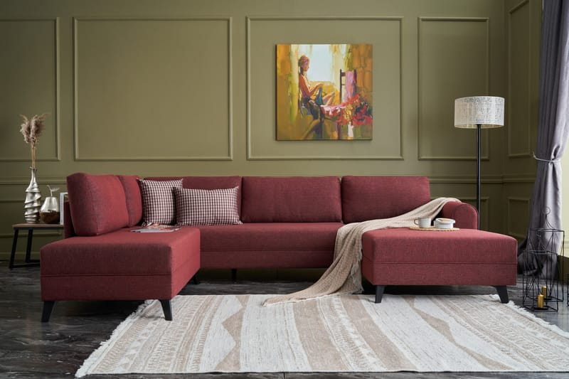 U-soffa Morille med Schäslong Vänster - Röd/Svart - Möbler - Soffa - U-soffa