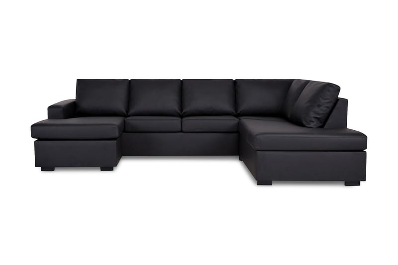 U-soffa Nevada Large Divan Vänster - Svart Konstläder - Möbler - Soffa - Divansoffa & schäslongsoffa - 4 sits soffa med divan
