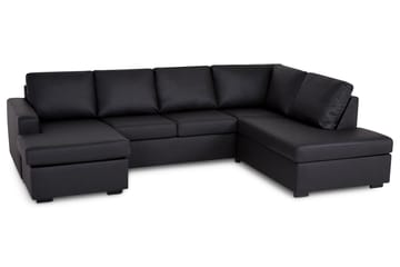 U-soffa Nevada Large Divan Vänster - Svart Konstläder - Möbler - Soffa - Divansoffa & schäslongsoffa - 4 sits soffa med divan