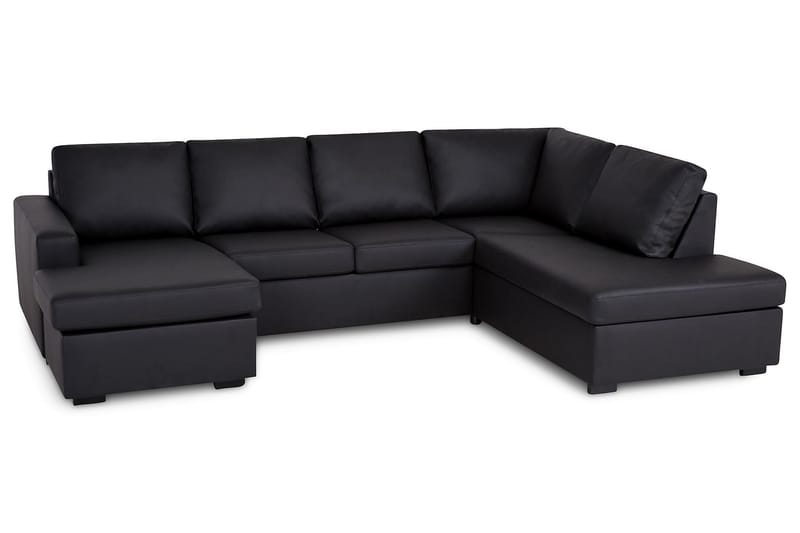 U-soffa Nevada Large Divan Vänster - Svart Konstläder - Möbler - Soffa - Divansoffa & schäslongsoffa - 4 sits soffa med divan