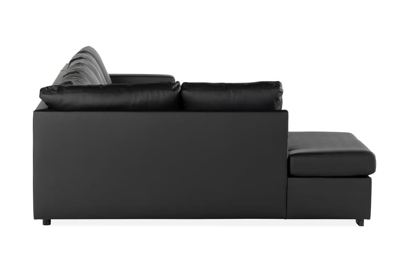 U-soffa Nevada XL Divan Höger - Svart Konstläder - U-soffa