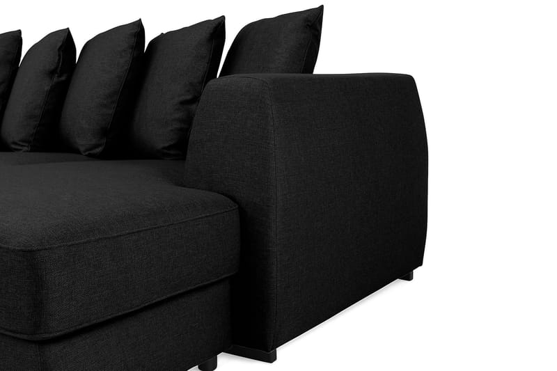 U-soffa Ontario Large med Divan Höger inkl Kuvertkuddar - Svart - U-soffa