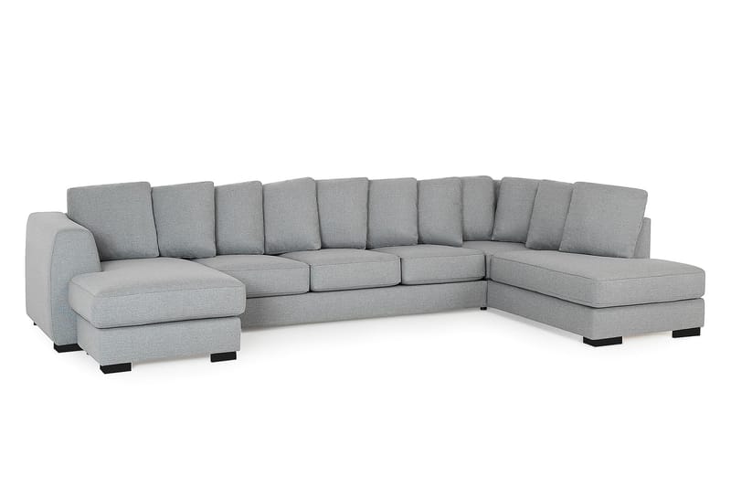 U-soffa Ontario Large med Divan Vänster inkl Kuvertkuddar - Ljusgrå - U-soffa