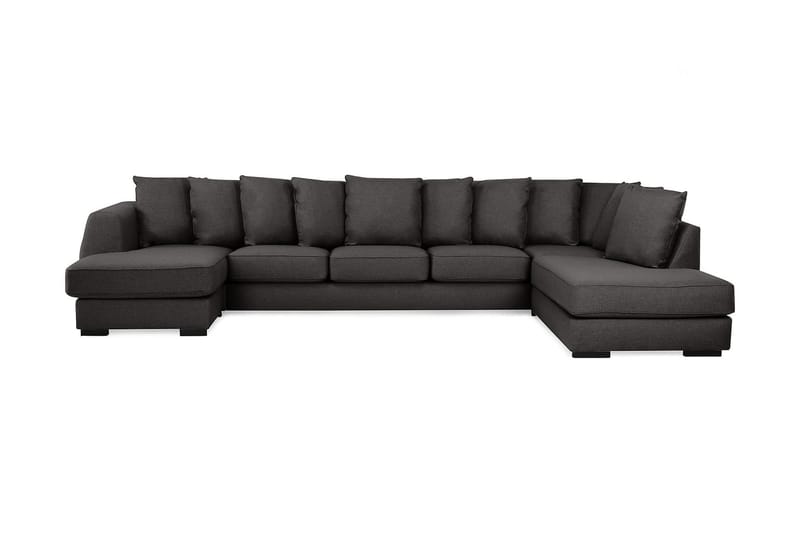 U-soffa Ontario Large med Divan Vänster inkl Kuvertkuddar - Mörkgrå - U-soffa