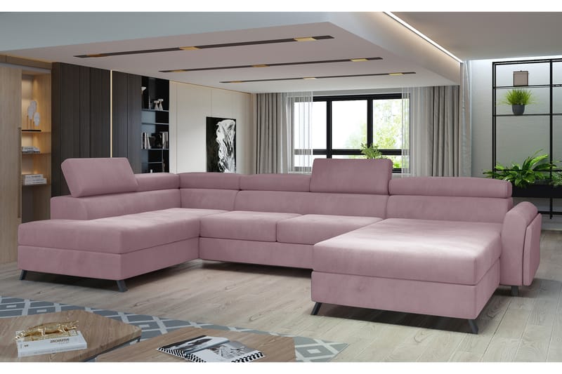 U-soffa Osettia med Divan Höger - Rosa - U-soffa