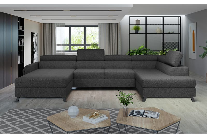 U-soffa Osettia med Divan Vänster - Mörkgrå - Möbler - Soffa - U-soffa