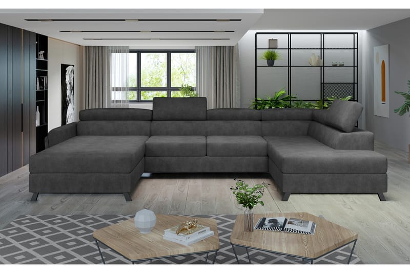 U-soffa Osettia med Divan Vänster - Mörkgrå - Möbler - Soffa - U-soffa