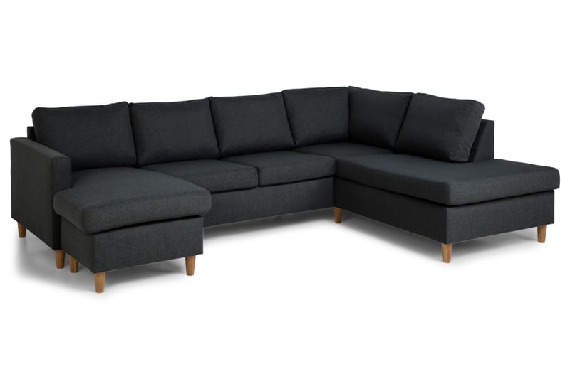 U-soffa Yen med Divan Vänster - Mörkgrå - 4 sits soffa med divan - U-soffa