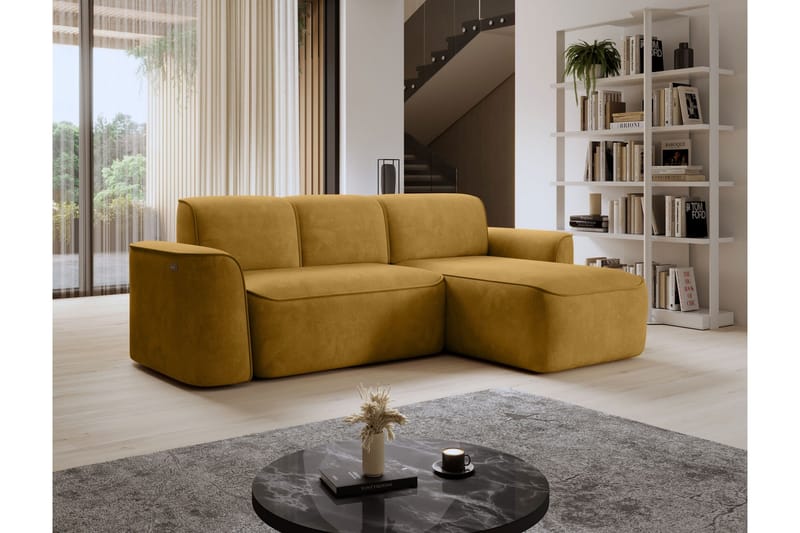 Ume 4-sits Soffa med Divan - Gul - Möbler - Soffa - Divansoffa & schäslongsoffa - 4 sits soffa med divan