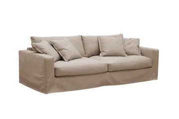 Valencia Extra Djup 3-sits soffa + fåtölj med avtagbar och tvättbar klädsel - Ljusbrun - Möbler - Soffa - Soffgrupp