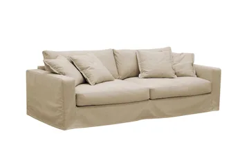 Valencia Extra Djup 3-sits soffa + fotpall med avtagbar och tvättbar klädsel - Beige - Möbler - Soffa - Soffgrupp