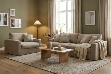 Valencia Extra Djup 3-sits soffa + fåtölj med avtagbar och tvättbar klädsel - Brun - Möbler - Soffa - Soffgrupp