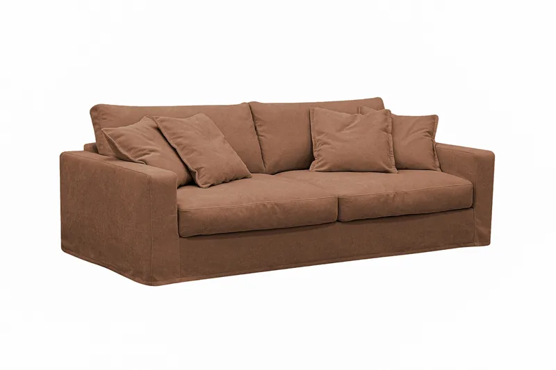 Valencia Extra Djup 3-sits soffa + fåtölj med avtagbar och tvättbar klädsel - Rödbrun - Möbler - Soffa - Soffgrupp