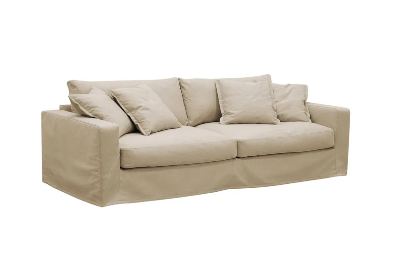 Valencia Extra Djup 3-sits Soffa med avtagbar och tvättbar klädsel - Beige - Möbler - Soffa - 4 sits soffa