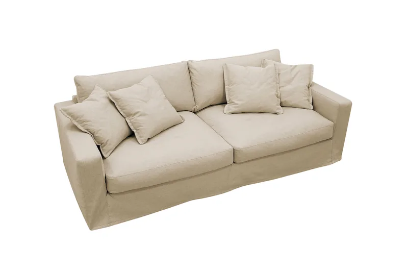 Valencia Extra Djup 3-sits Soffa med avtagbar och tvättbar klädsel - Beige - Möbler - Soffa - 3 sits soffa