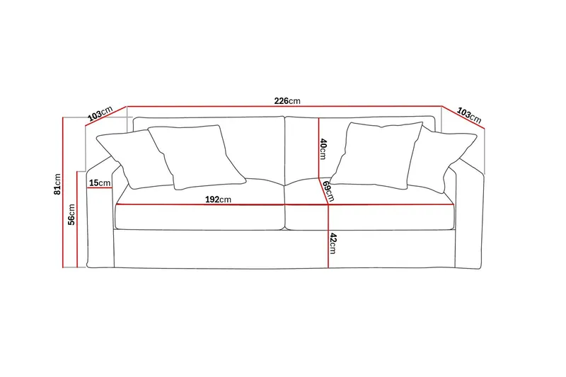 Valencia Extra Djup 3-sits Soffa med avtagbar och tvättbar klädsel - Ljusbrun - Möbler - Soffa - 3 sits soffa